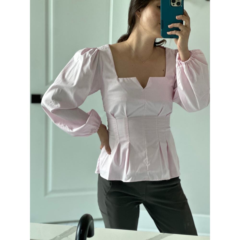 Inclan Studio Houston Pink Long Sleeve Blouse
